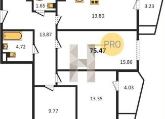 Продаю 3-комнатную квартиру, 75.5 м2, Ростов-на-Дону, улица 23-я Линия, 54с12, ЖК Город у Реки