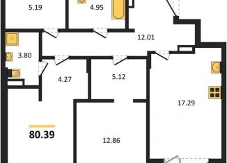 Продаю 2-ком. квартиру, 80.4 м2, Воронеж, Левобережный район