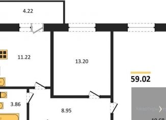 Продается двухкомнатная квартира, 59 м2, Воронежская область