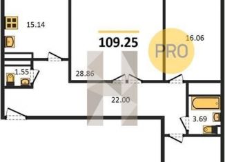 Продам 3-ком. квартиру, 109.3 м2, Ростов-на-Дону