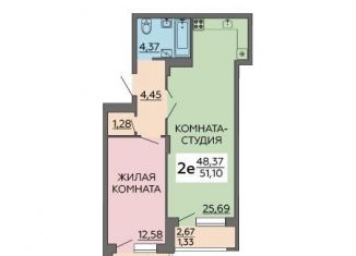 Продается 2-ком. квартира, 51.1 м2, Воронеж, Советский район, улица Теплоэнергетиков, 17к1