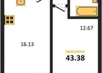 Продается однокомнатная квартира, 43.2 м2, Воронеж, Ленинский район