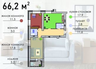 Продажа 2-ком. квартиры, 66.2 м2, Воронеж, Путиловская улица, 19/1