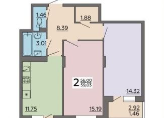 2-ком. квартира на продажу, 59 м2, Воронеж, Советский район, Острогожская улица, 164