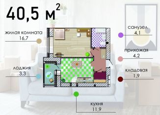 Продам 1-ком. квартиру, 40.5 м2, Воронеж, Путиловская улица, 19/1