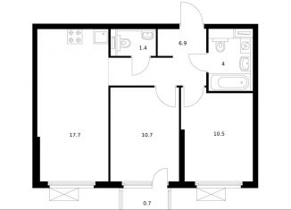 Продажа 2-ком. квартиры, 51.9 м2, деревня Новое Девяткино