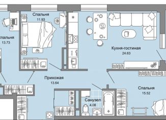 Продажа 4-ком. квартиры, 90 м2, Киров, Ленинский район, улица Дмитрия Козулева, 1