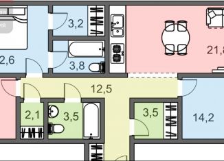 Продам 3-ком. квартиру, 91.1 м2, Рязань, Московское шоссе, 49к1, ЖК Акцент