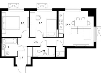 Продается двухкомнатная квартира, 51.2 м2, Екатеринбург, метро Ботаническая