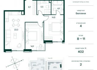 Продаю двухкомнатную квартиру, 70.8 м2, Москва, СЗАО