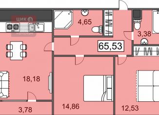 Продажа 2-комнатной квартиры, 65.5 м2, село Дядьково