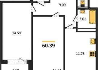 Продаю 2-комнатную квартиру, 60.4 м2, Воронеж, Советский район