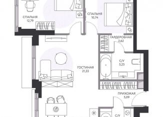 Продам двухкомнатную квартиру, 71.7 м2, Москва, 1-й Сетуньский проезд, 8, метро Спортивная