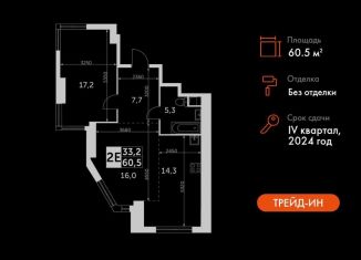 Продается двухкомнатная квартира, 60.5 м2, Москва, ЖК Архитектор