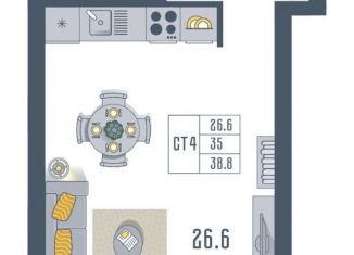 Продается квартира студия, 38.8 м2, Астрахань, Моздокская улица, 40/1, Советский район