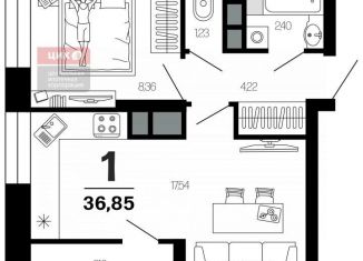 Продам 1-комнатную квартиру, 36.9 м2, Рязанская область