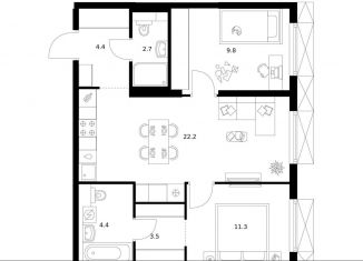 Продается двухкомнатная квартира, 58.3 м2, Москва, ВАО