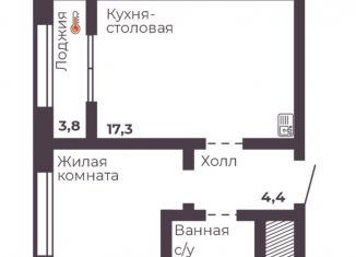 1-комнатная квартира на продажу, 36.5 м2, Челябинск, Тракторозаводский район