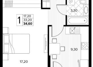 1-ком. квартира на продажу, 34.6 м2, Краснодарский край