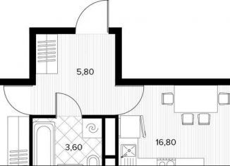 Продам 1-комнатную квартиру, 42.4 м2, село Сукко