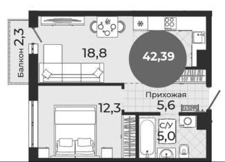 Продажа 2-комнатной квартиры, 42.4 м2, Новосибирск, метро Студенческая