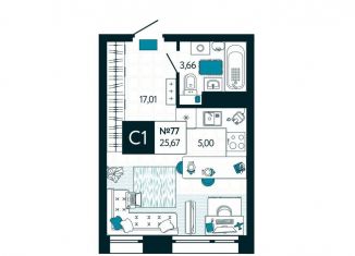 Продаю однокомнатную квартиру, 25.7 м2, Тула