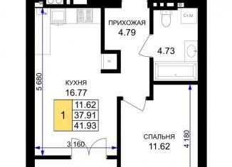 Продажа 1-комнатной квартиры, 41.9 м2, Калининградская область