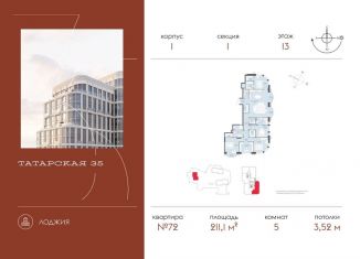 Продаю пятикомнатную квартиру, 211.1 м2, Москва, Большая Татарская улица, 35с6