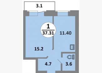 1-комнатная квартира на продажу, 37.3 м2, Красноярск, Соколовская улица, 52