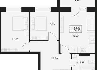 Продам 2-ком. квартиру, 56.5 м2, посёлок Путёвка, территория садоводческого общества Снежка, 1023