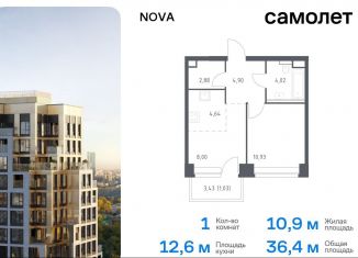 1-комнатная квартира на продажу, 36.4 м2, Москва, жилой комплекс Нова, к1