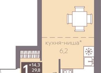 Продам квартиру студию, 31.2 м2, Пермь, Серебристая улица, 16, ЖК Погода