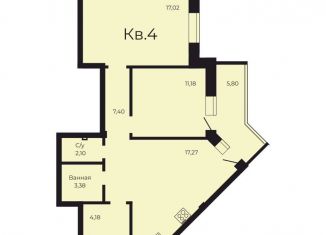 Продается 2-комнатная квартира, 65.8 м2, Заречный