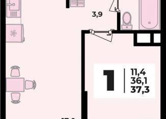 Продажа однокомнатной квартиры, 37.3 м2, аул Новая Адыгея