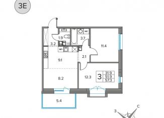 3-комнатная квартира на продажу, 51.9 м2, Карелия