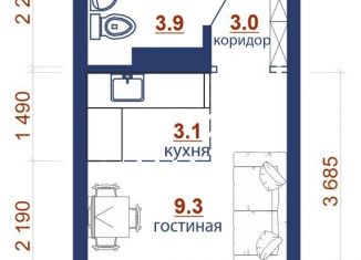 Продам 1-комнатную квартиру, 22.9 м2, Иркутск, Правобережный округ