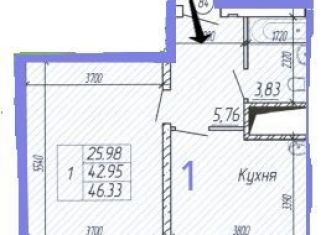 Продажа 1-комнатной квартиры, 46.3 м2, Иваново, Зелёная улица, 25, ЖК Высотка на Зелёной