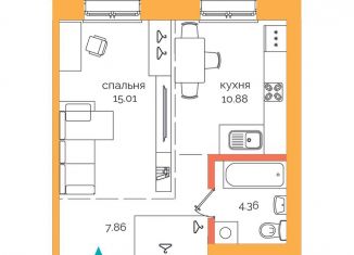 Продается однокомнатная квартира, 38.1 м2, Иркутск, Пулковский переулок, 28, ЖК Пулковский