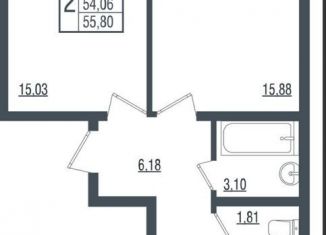 Продаю 2-ком. квартиру, 55.8 м2, Краснодар, улица Красных Партизан, 4/15, микрорайон Микрохирургии глаза