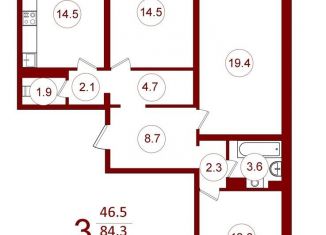 Продаю трехкомнатную квартиру, 87 м2, хутор Ветряк, Выборская улица, 12