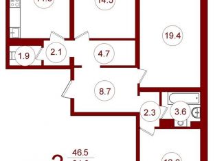 Продажа 3-комнатной квартиры, 86 м2, хутор Ветряк, Выборская улица, 12