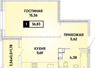 Продается 1-комнатная квартира, 36.8 м2, Краснодар, микрорайон Достояние