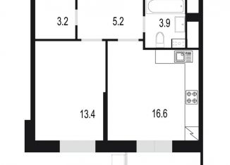 1-комнатная квартира на продажу, 46.3 м2, Одинцово, жилой комплекс Союзный, к2, ЖК Союзный