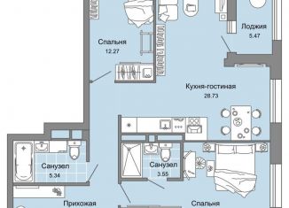 Продается трехкомнатная квартира, 82 м2, Киров, Ленинский район