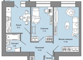 Продам 2-комнатную квартиру, 56 м2, Ульяновск, жилой комплекс Центрополис, 4, Заволжский район