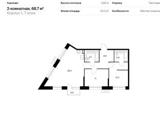 Продаю 2-комнатную квартиру, 68.7 м2, Санкт-Петербург, метро Волковская