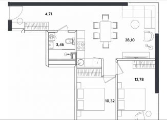 Трехкомнатная квартира на продажу, 59.4 м2, Москва, Окружной проезд, 10Г, ЖК Измайловский Парк