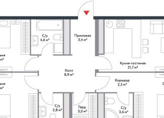 Продам четырехкомнатную квартиру, 95 м2, Москва, метро Нагатинский Затон, Корабельная улица, 1