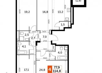 4-ком. квартира на продажу, 114.8 м2, Москва, станция Хорошёво, Шелепихинская набережная, 40к3