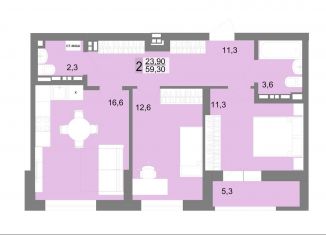 Продам двухкомнатную квартиру, 59.3 м2, Екатеринбург, метро Площадь 1905 года
